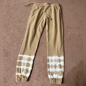 Lightly used TALENTLESS sweatpants (unisex) in color tan cream with white tiedye